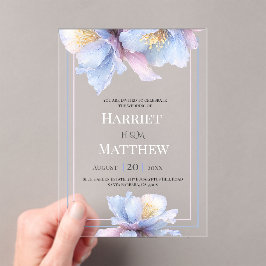 Artistic Pastel Botanical Florals Wedding アクリル招待状