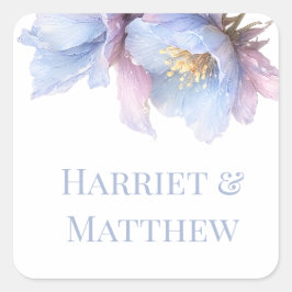 Artistic Pastel Botanical Florals Wedding スクエアシール