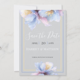 Artistic Pastel Botanical Florals Wedding セーブザデート