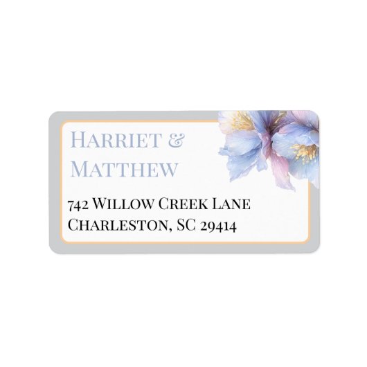 Artistic Pastel Botanical Florals Wedding ラベル (正面)
