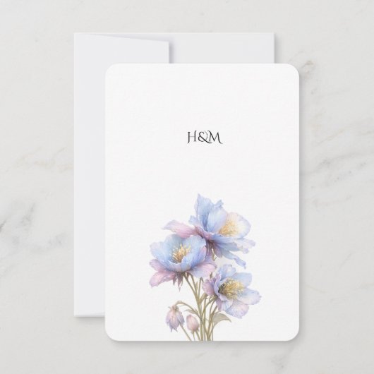 Artistic Pastel Botanical Florals Wedding 出欠カード (裏面)