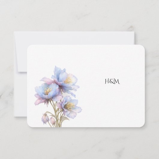 Artistic Pastel Botanical Florals Wedding 出欠カード (裏面)