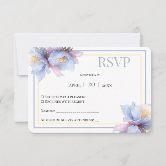 Artistic Pastel Botanical Florals Wedding 出欠カード (正面)
