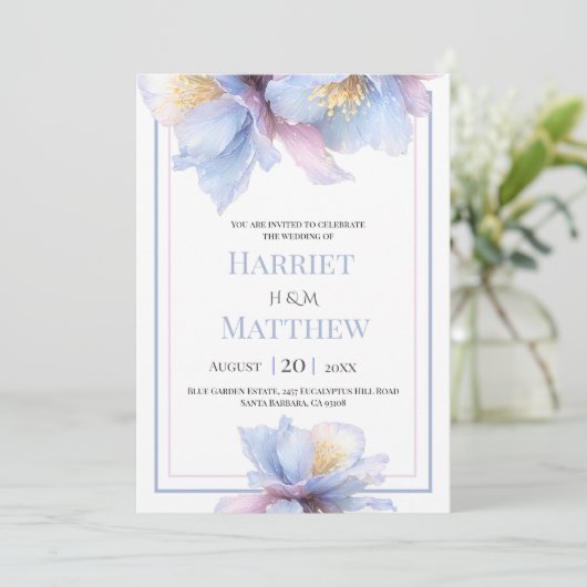 Artistic Pastel Botanical Florals Wedding 招待状 (スタンド正面)