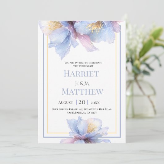 Artistic Pastel Botanical Florals Wedding 招待状 (スタンド正面)