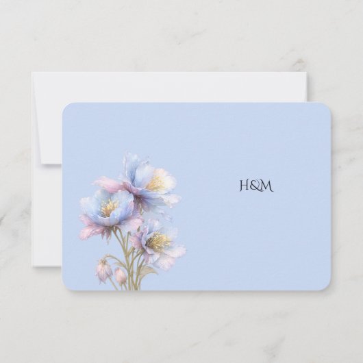 Artistic Pastel Botanical Florals Wedding QR Code 出欠カード (裏面)