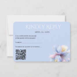 Artistic Pastel Botanical Florals Wedding QR Code 出欠カード