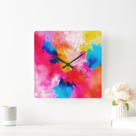 artistic patches  - modern スクエア壁時計 (ホーム)