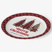 Artistic Plaid Christmas Tree Custom Name Paper   ペーパープレート (アングル)
