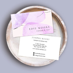 Artistic  Purple Pink Watercolor Beauty Salon 名刺