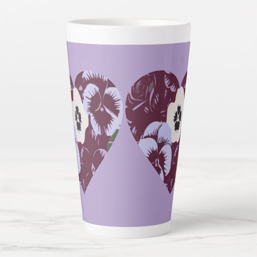 Artistic Purple Violet Heart Large Latte Mug カフェラテマグ (正面)
