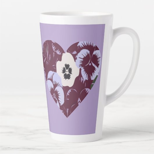 Artistic Purple Violet Heart Large Latte Mug カフェラテマグ (右)