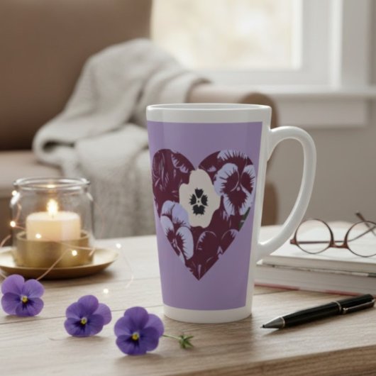 Artistic Purple Violet Heart Large Latte Mug カフェラテマグ