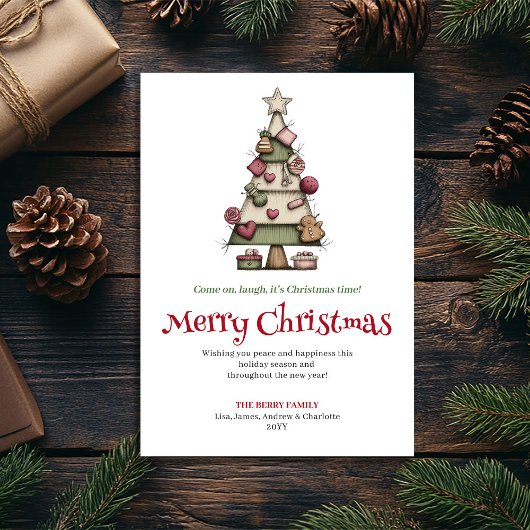 Artistic Quirky Christmas Tree Holiday Card シーズンカード