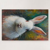 Artistic Rabbit Portrait – Vibrant Oil Painting ジグソーパズル (横)