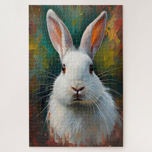 Artistic Rabbit Portrait – Vibrant Oil Painting ジグソーパズル (縦)
