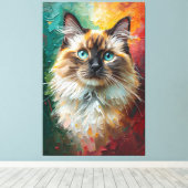 Artistic Ragdoll Cat Portrait Vibrant Oil Painting キャンバスプリント (インサイチュ (ウッドフロア))