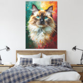 Artistic Ragdoll Cat Portrait Vibrant Oil Painting キャンバスプリント (インサイチュ (寝室))