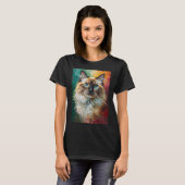 Artistic Ragdoll Cat Portrait Vibrant Oil Painting Tシャツ (正面フル)