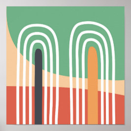 Artistic rainbow drawing, boho art  ポスター