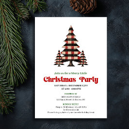 Artistic Red Black Plaid Christmas Tree Invite 招待状