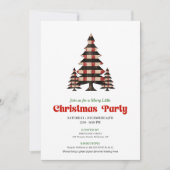 Artistic Red Black Plaid Christmas Tree Invite 招待状 (正面)