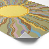 Artistic Retro Sunburst Minimalist Wavy Ray Poster ポスター (角)