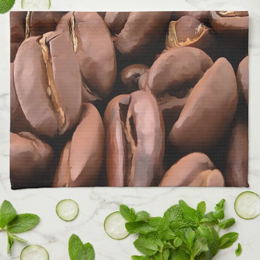 Artistic Roasted Coffee Beans キッチンタオル (折り畳み)