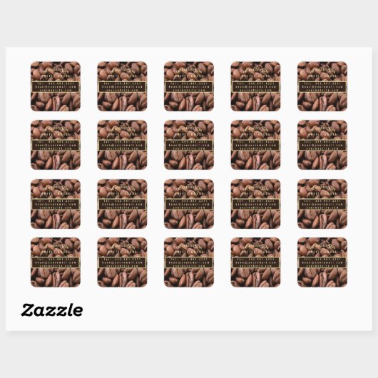 Artistic Roasted Coffee Beans Business Card スクエアシール (シート)