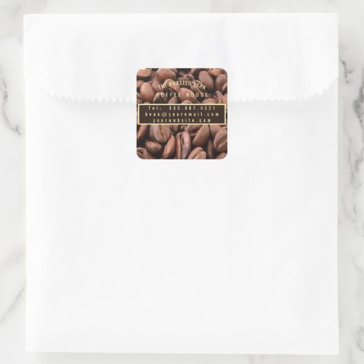 Artistic Roasted Coffee Beans Business Card スクエアシール (バッグ)