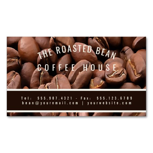 Artistic Roasted Coffee Beans Business Card マグネット名刺 (正面)