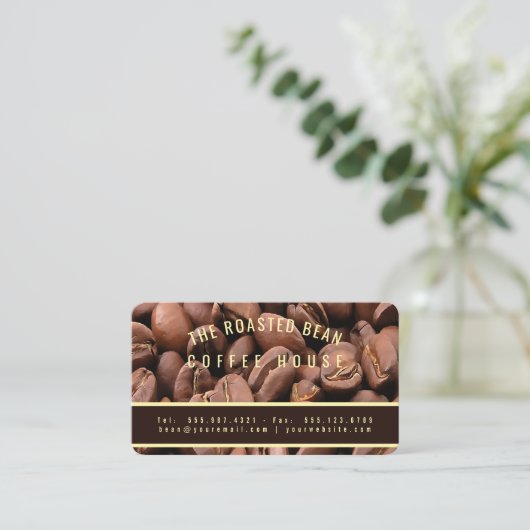 Artistic Roasted Coffee Beans Business Card 名刺 (スタンド正面)