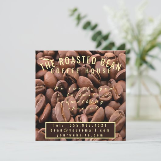 Artistic Roasted Coffee Beans Business Card 招待状 (スタンド正面)