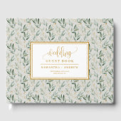 Artistic Sage Green And Gold Wedding Guest Book ゲストブック (正面)