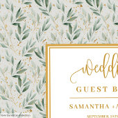 Artistic Sage Green And Gold Wedding Guest Book ゲストブック