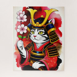 Artistic Samurai Cat Cherry For Adults & Family  ジグソーパズル