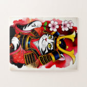 Artistic Samurai Cat Cherry For Adults & Family ジグソーパズル (横)