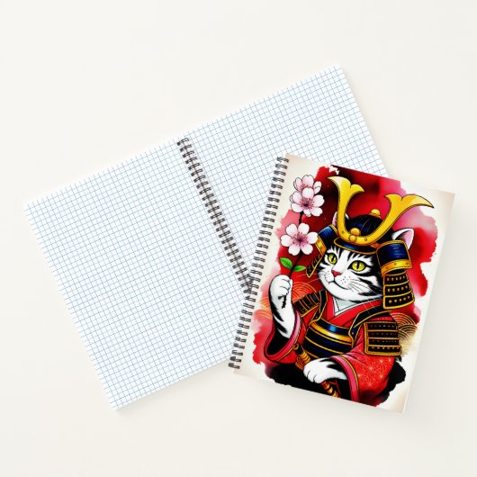 Artistic Samurai Cat Cherry For Journaling & Write ノートブック (内部)