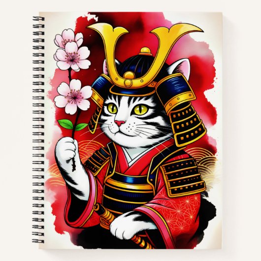 Artistic Samurai Cat Cherry For Journaling & Write ノートブック (正面)