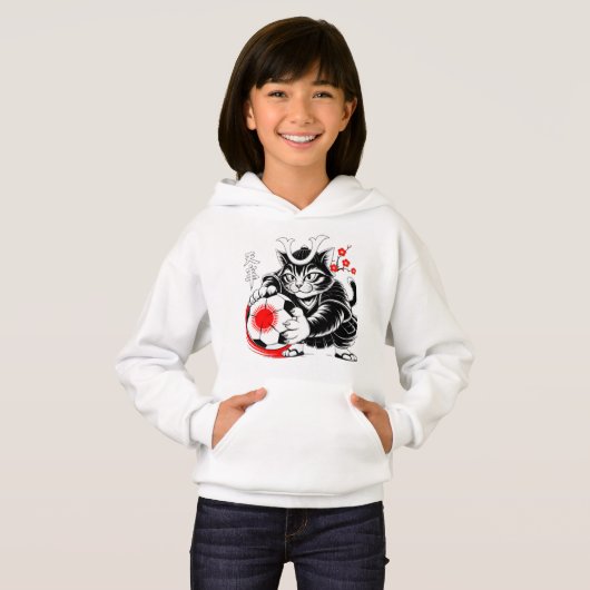 Artistic Samurai Cat Japan Soccer for Football fan (正面フル)