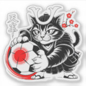 Artistic Samurai Cat Soccer For Laptops & Cars シール (正面)