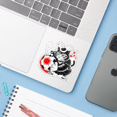 Artistic Samurai Cat Soccer For Laptops & Cars シール (ノートパソコンとiPhone)