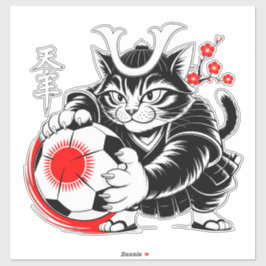 Artistic Samurai Cat Soccer For Laptops & Cars シール