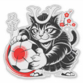 Artistic Samurai Cat Soccer For Laptops & Cars シール (正面)