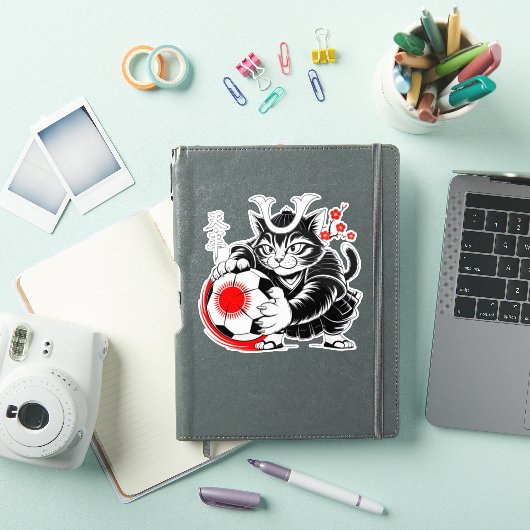 Artistic Samurai Cat Soccer For Laptops & Cars シール (iPadカバー)