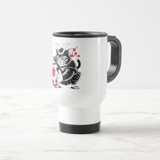 Artistic Samurai Cat soccer Gift for Coffee & Art  トラベルマグ (正面右)