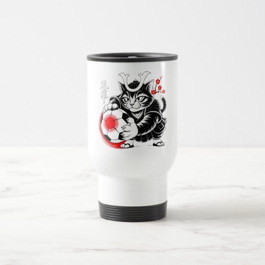 Artistic Samurai Cat soccer Gift for Coffee & Art トラベルマグ (中央)