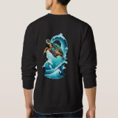 Artistic Sea Turtle Swimming Through Waves T-Shirt スウェットシャツ (裏面)