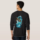 Artistic Sea Turtle Swimming Through Waves T-Shirt スウェットシャツ (裏面フル)