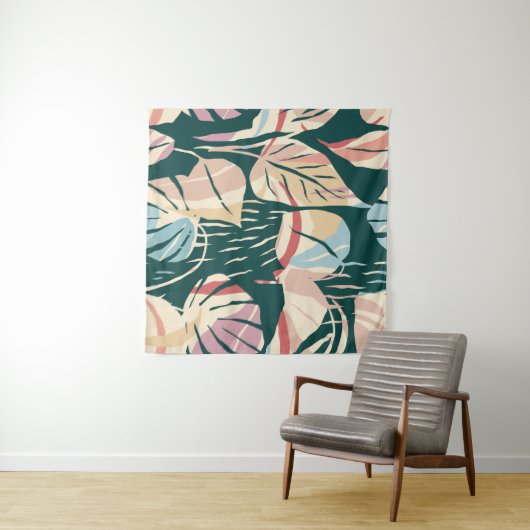 Artistic seamless pattern with abstract leaves. Mo タペストリー (インサイチュ(横))